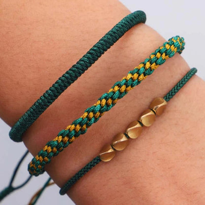 Handmade Diamond Knot Cord Bracelet – Blue & Green with Irregular Copper Bead | Zen Ara Grove