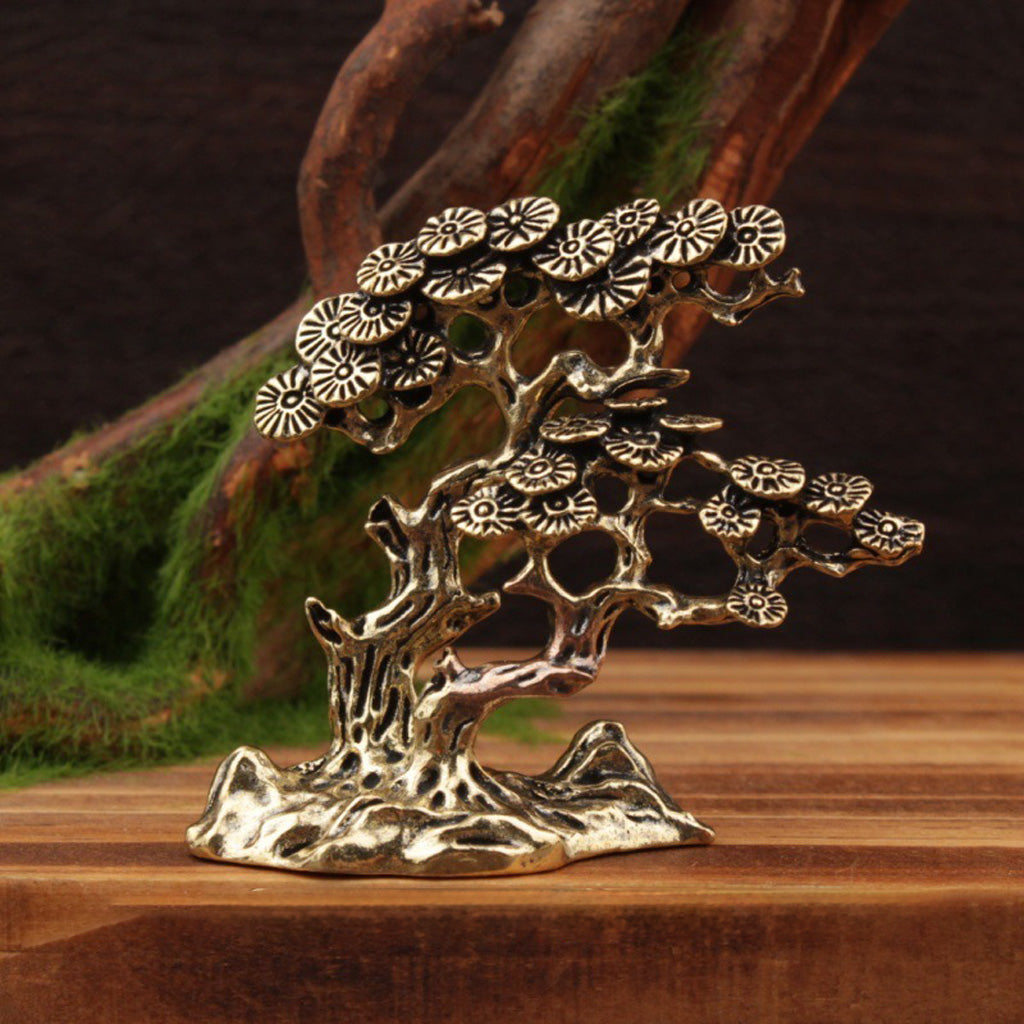 Brass Guest‑Greeting Pine Figurine – Symbol of Friendship and Enduring Vitality | Zen Ara Grove