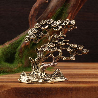 Brass Guest‑Greeting Pine Figurine – Symbol of Friendship and Enduring Vitality | Zen Ara Grove