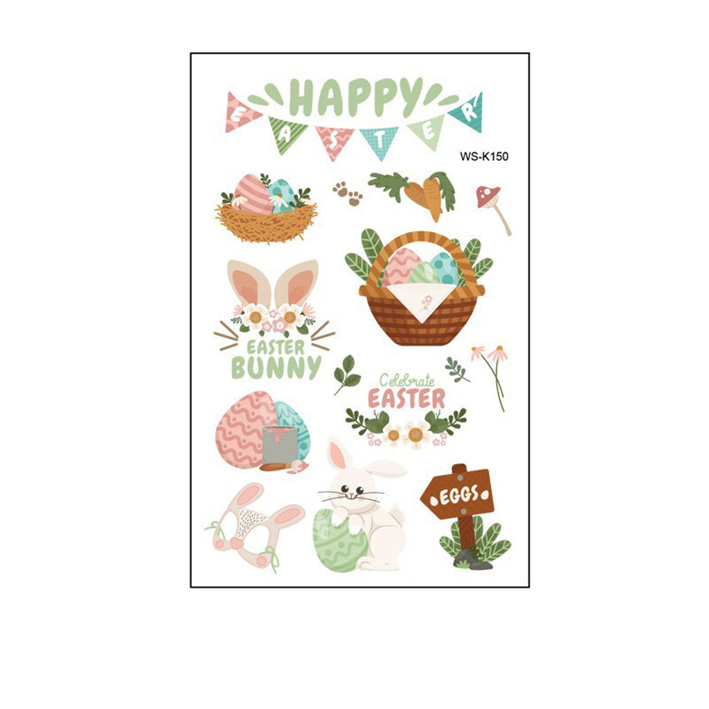 Waterproof Cartoon Rabbit and Egg Tattoo Stickers – Fun & Celebration | Zen Ara Grove