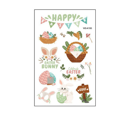 Waterproof Cartoon Rabbit and Egg Tattoo Stickers – Fun & Celebration | Zen Ara Grove