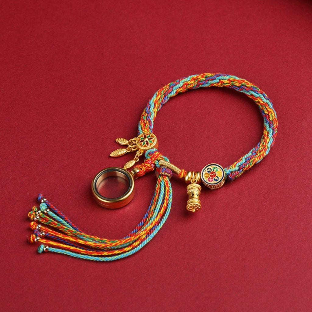 Spin Your Luck Bracelet: Handwoven Color Strings with Secret Charms