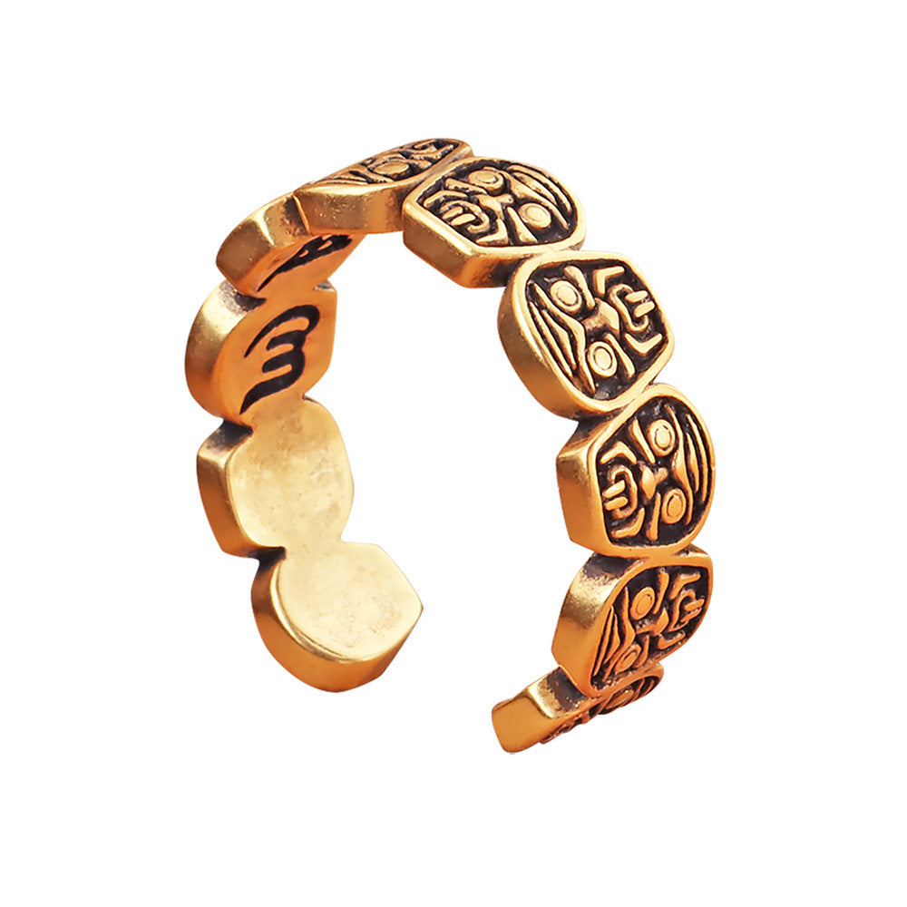 Zakiram Ring – Handcrafted Silver Ring with Ten Glyphs for Prosperity and Zen Living | Zen Ara Grove