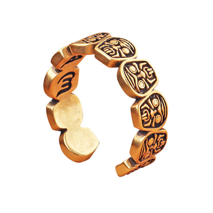 Zakiram Ring – Handcrafted Silver Ring with Ten Glyphs for Prosperity and Zen Living | Zen Ara Grove