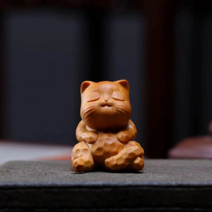 TODAY ONLY! Mini Cute Sitting Cat Sandalwood Protection Home Decoration  | Zen Ara Grove