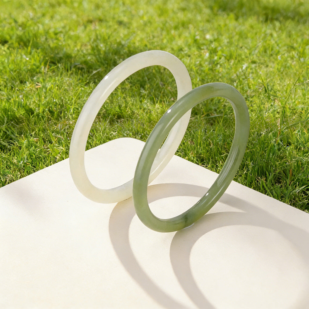 Natural Dual-Tone Hetian Jade Bracelet – Strength & Calm | Zen Ara Grove