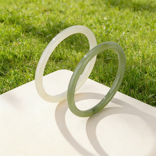 Natural Dual-Tone Hetian Jade Bracelet – Strength & Calm | Zen Ara Grove