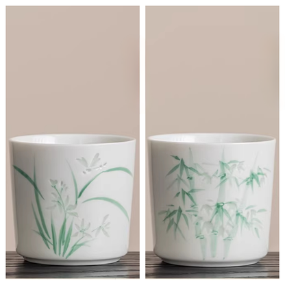 Hand-Painted Yingqing Translucent Porcelain Cup – Under-Glaze Artistry | Zen Ara Grove