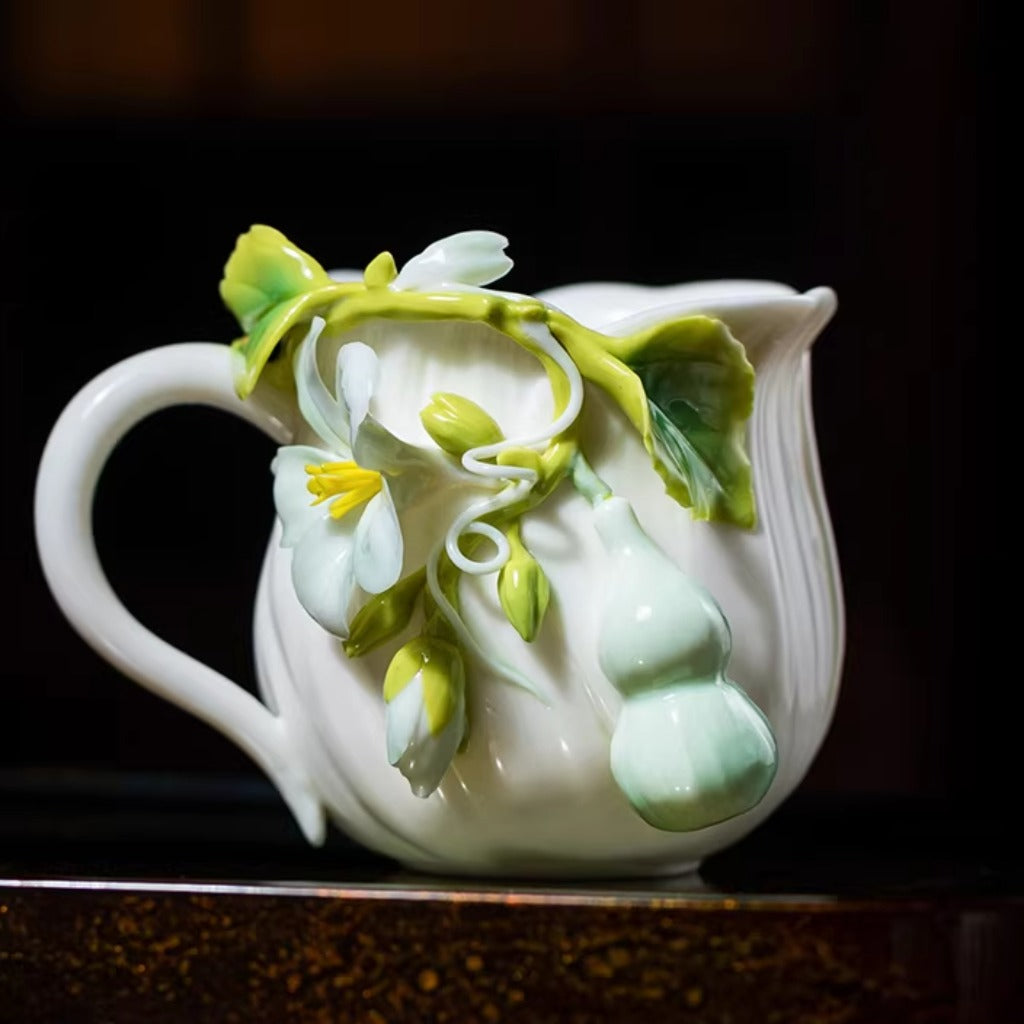 Handcrafted Heritage Porcelain Cup – Roses Blooming from the Surface | Zen Ara Grove