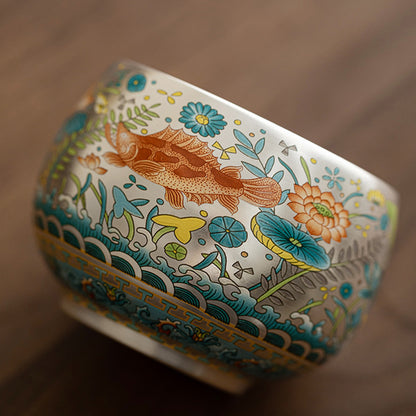 999 Silver Tea Cup – Emblem of Serenity & Blessing – Fine Hammered Finish | Zen Ara Grove