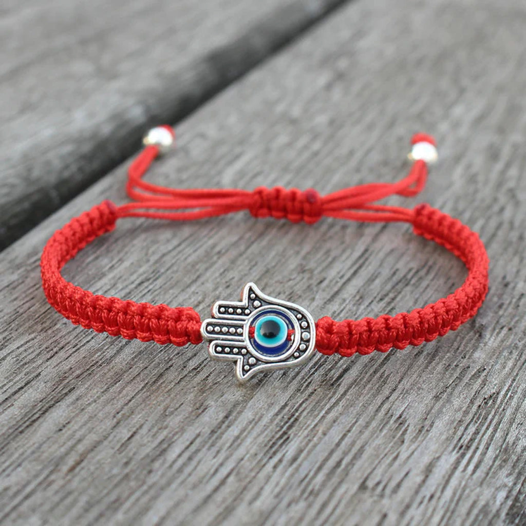 Handwoven Evil Eye Bracelet with Alloy Center – Charm of Protection | Zen Ara Grove