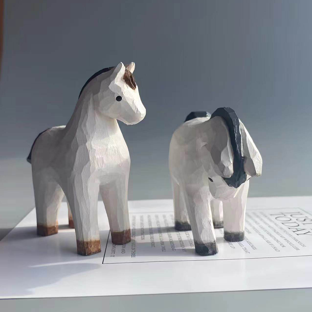 Hand-Carved Wooden Horse Figurine – Timeless Craft and Rustic Charm | Zen Ara Grove