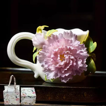 Handcrafted Heritage Porcelain Cup – Roses Blooming from the Surface | Zen Ara Grove