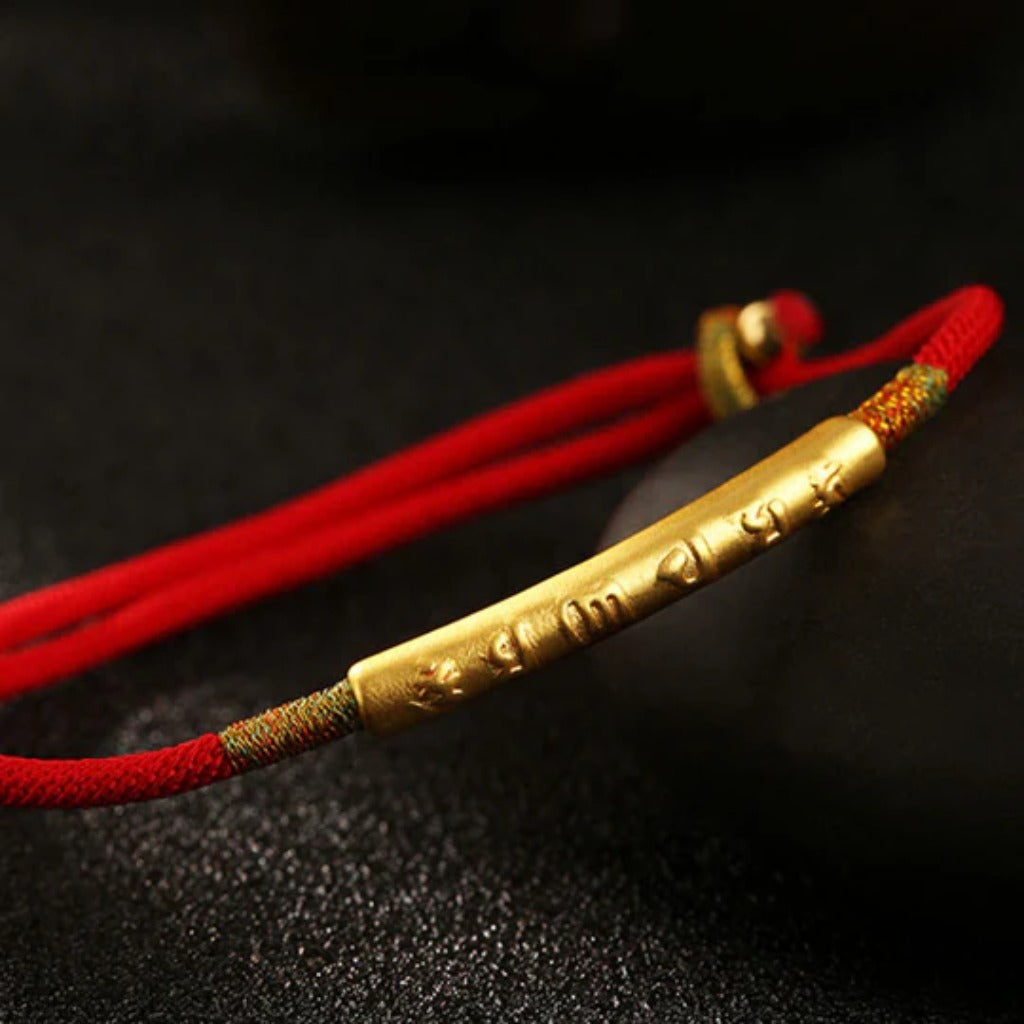 Zen Handmade Mani Mantra Lucky Red String Bracelet | Zen Ara Grove