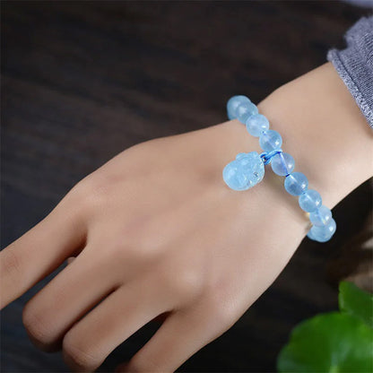 Natural Aquamarine Pixiu Bracelet – The Guardian of Wealth & Fortune | Zen Ara Grove