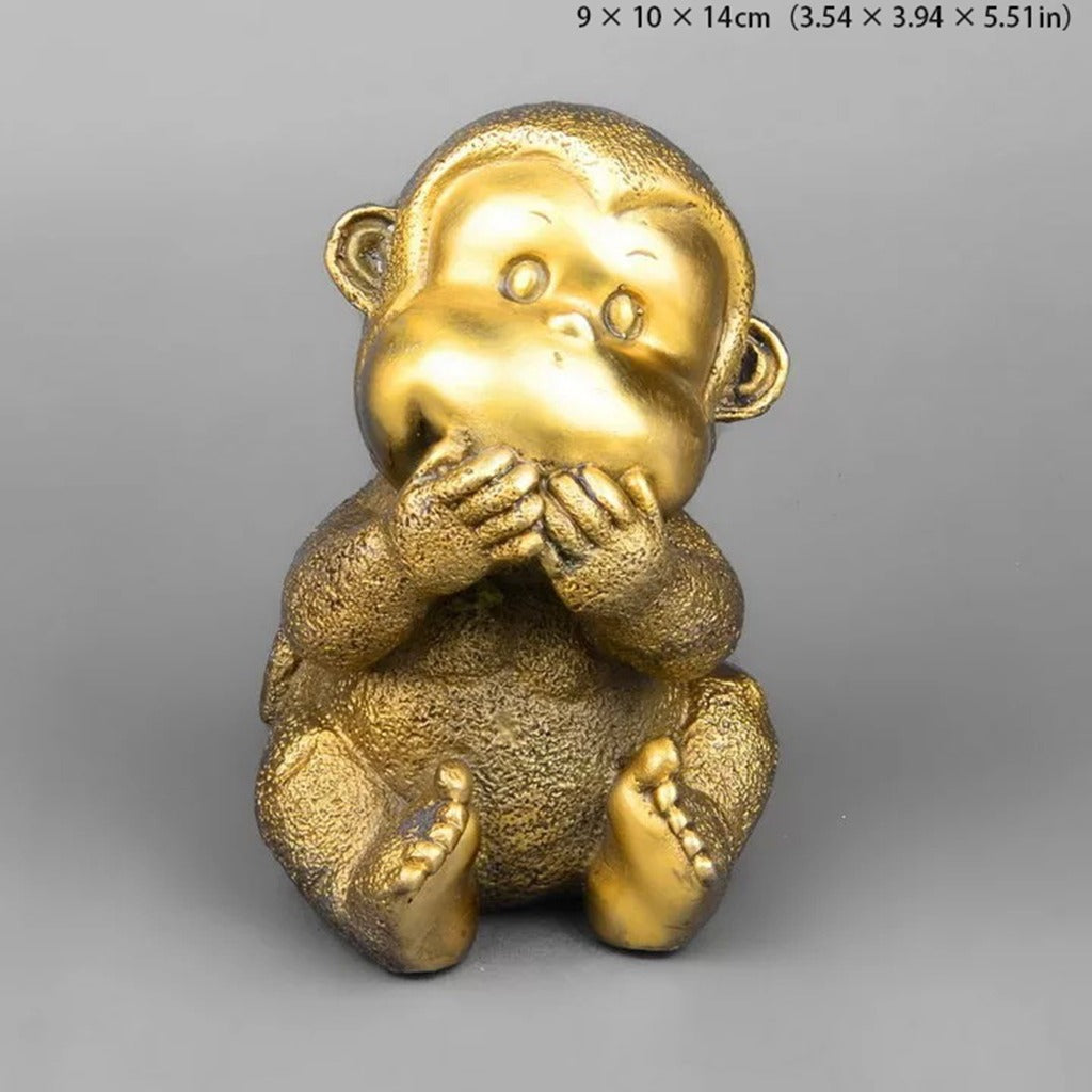 Zodiac Brass Monkey Statues – "Four-Nos" Wisdom & Mindfulness Décor | Zen Ara Grove