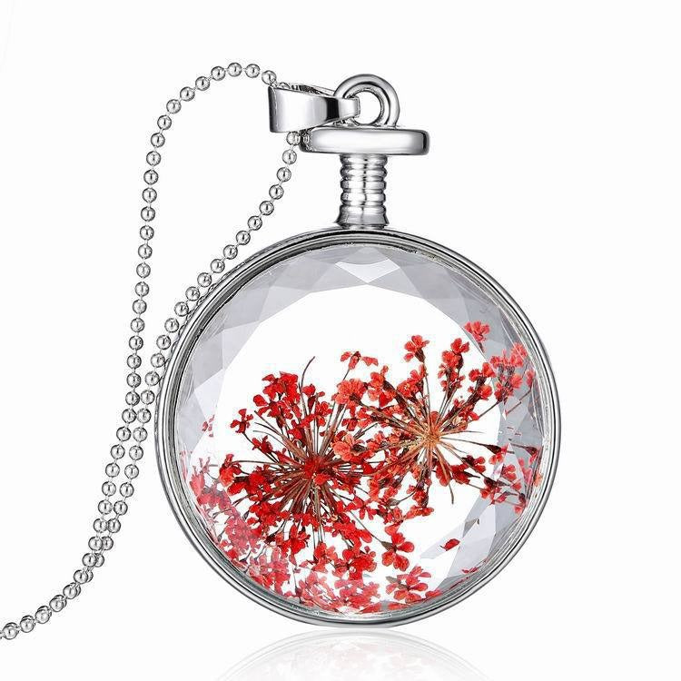 Round Real Flower Necklace – Nature’s Beauty, Forever Close | Zen Ara Grove