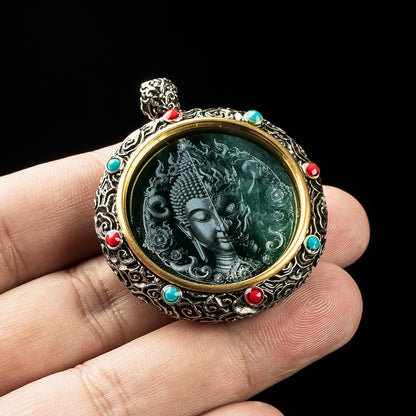 High-Ice Jade Rotating Guardian Pendant | Zen Ara Grove
