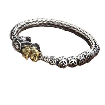 Vintage Copper Coin Pixiu Bracelet – Men’s Talisman of Fortune & Strength | Zen Ara Grove