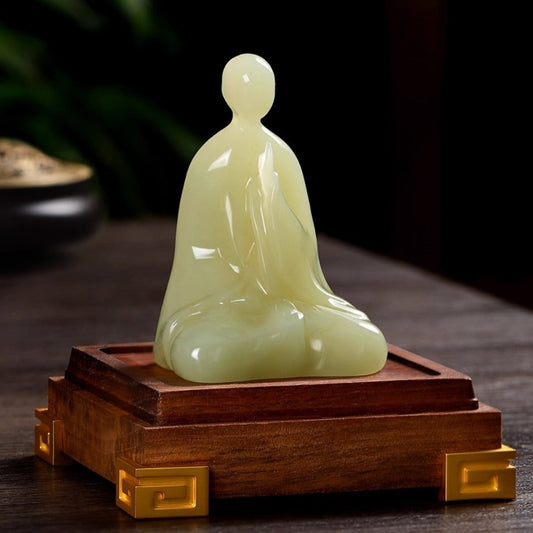 Handcrafted Jade Buddha Figurine – Minimalist Meditation Sculpture | Zen Ara Grove