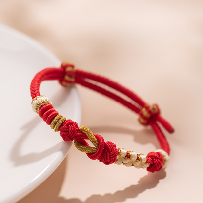 DIY Handwoven Red Cord Bracelet with Gold-Tone Fortune Bead – Make Your Own Lucky Charm | Zen Ara Grove