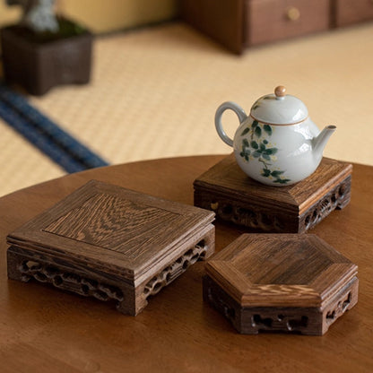 Macassar Ebony Wooden Base – Square or Hexagonal Base for Showcasing Items | Zen Ara Grove