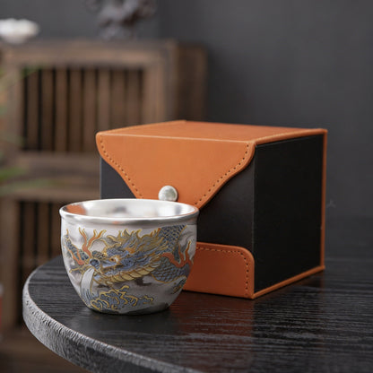 Handmade Silver Cup Gift Set – Sign of Prosperity & Harmony – Artistic Mountain Pattern | Zen Ara Grove