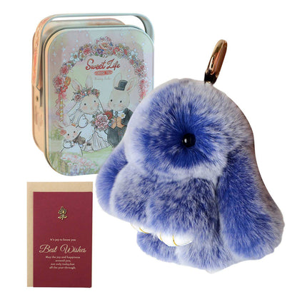 Fluffy Bunny Keychain – Symbol of Warm Blessing | Zen Ara Grove