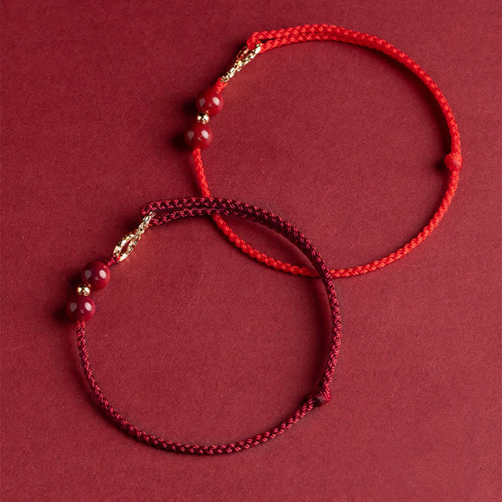 Adjustable Infinity Cord Bracelet with Cinnabar Beads