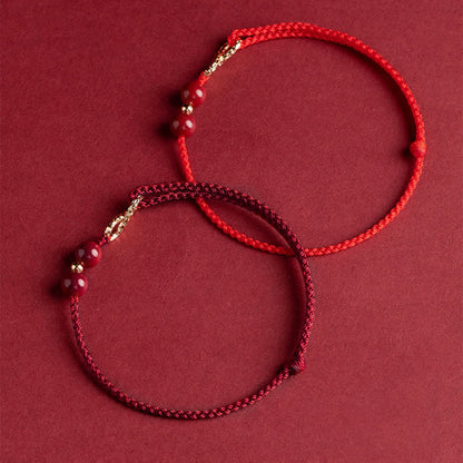 Adjustable Infinity Cord Bracelet with Cinnabar Beads