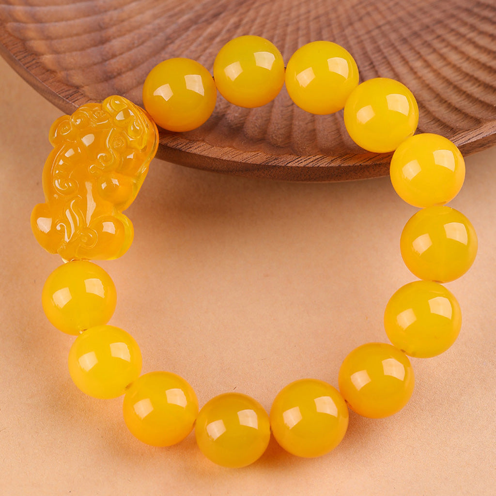 Handcrafted Yellow Chalcedony Pixiu Bracelet – Wealth & Prosperity | Zen Ara Grove