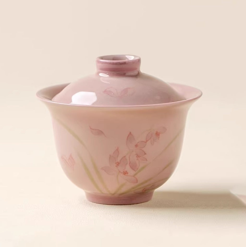 Pink Hand-Painted Magnolia Ceramic Teacup – Artistic Color Glaze Drinkware | Zen Ara Grove