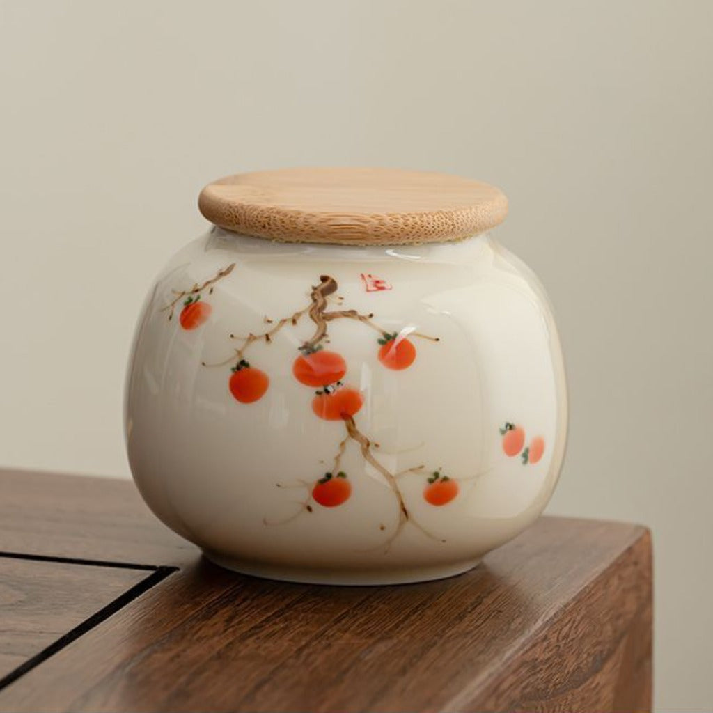 Hand-painted Ceramic Tea Canister – Airtight Storage for Loose Leaf Tea | Zen Ara Grove