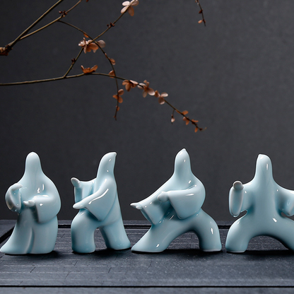 Tai Chi Celadon Figurine – Handcrafted Martial Arts Decor | Zen Ara Grove