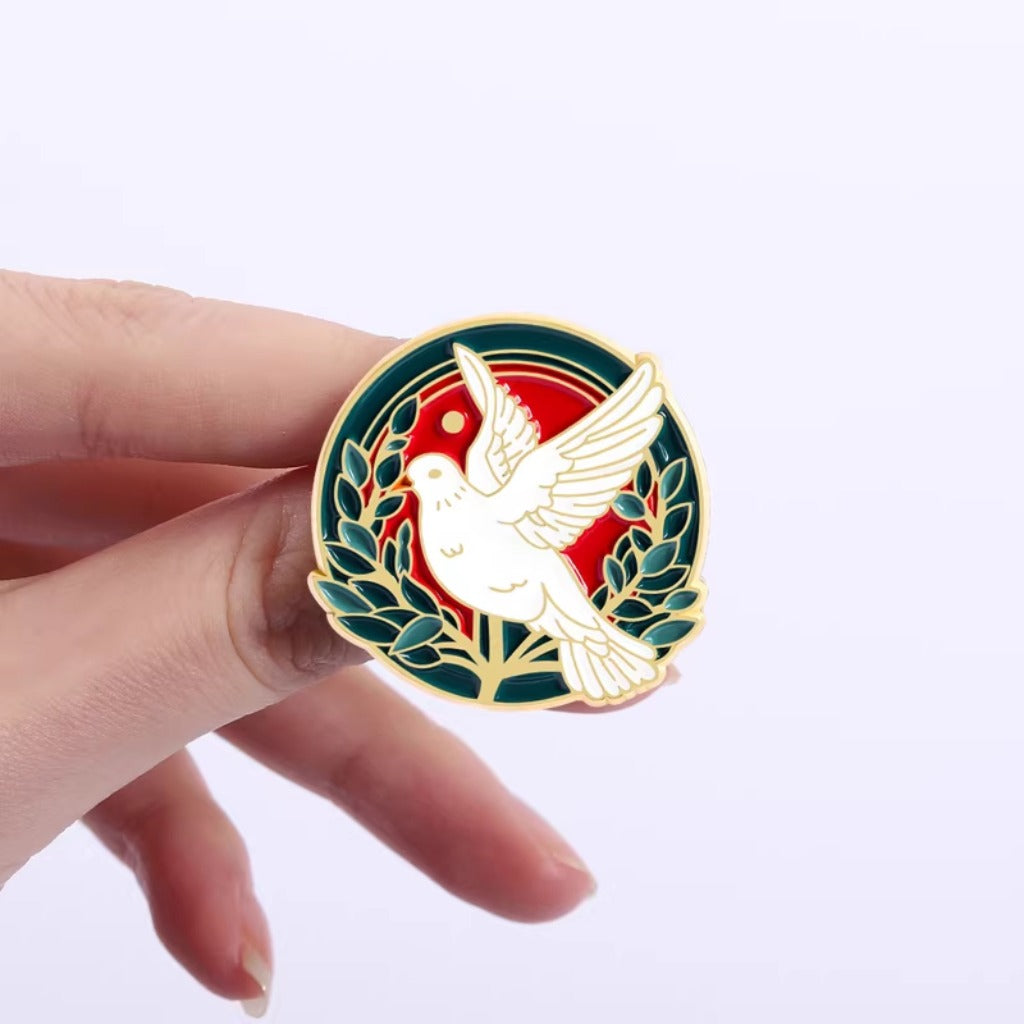 LIMITED TIME OFFER · Olive Branch Encircled Dove Brooch – Timeless Emblem of Peace and Compassion | Zen Ara Grove
