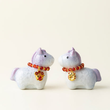 Ceramic Horse Figurine with Gradient Purple Crystalline Glaze – Artistic Shine and Serenity | Zen Ara Grove