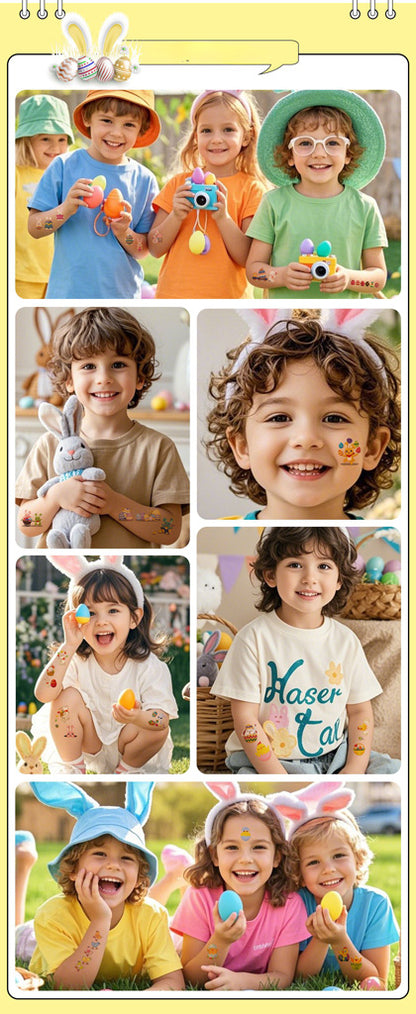 Waterproof Cartoon Rabbit and Egg Tattoo Stickers – Fun & Celebration | Zen Ara Grove
