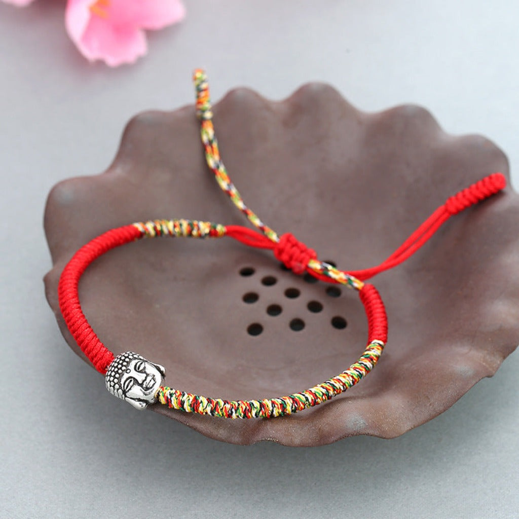 Original Buddha Head Pull-Cord Bracelet – Handwoven Spiritual Charm | Zen Ara Grove