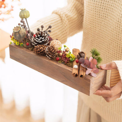 Handmade Silk Blossom Décor with Wooden Planter – Serenity in Bloom | Zen Ara Grove