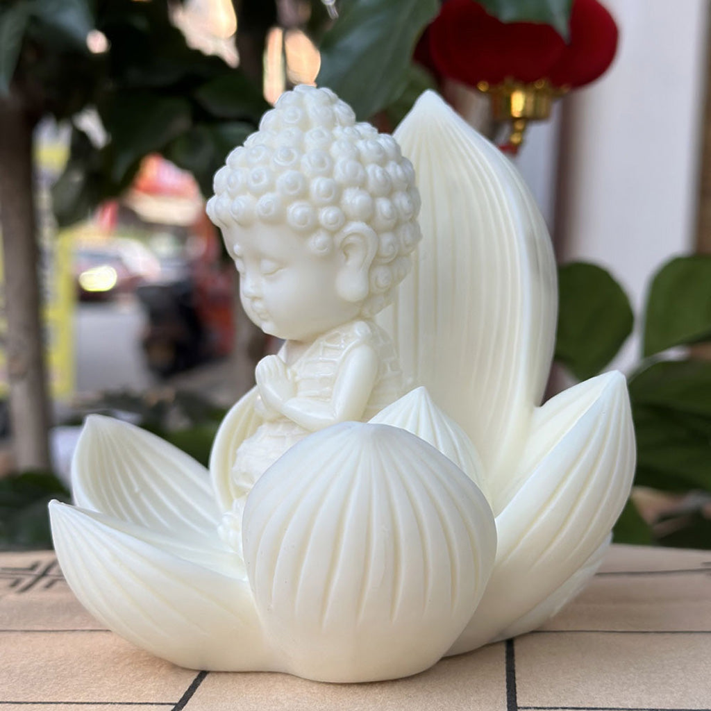 Handmade Golden Lotus Buddha Figurine – Symbol of Serenity, Wisdom & Inner Peace | Zen Ara Grove