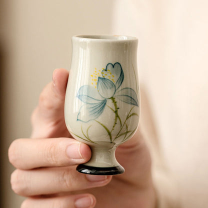 Lotus Hand-Painted Tea Cups