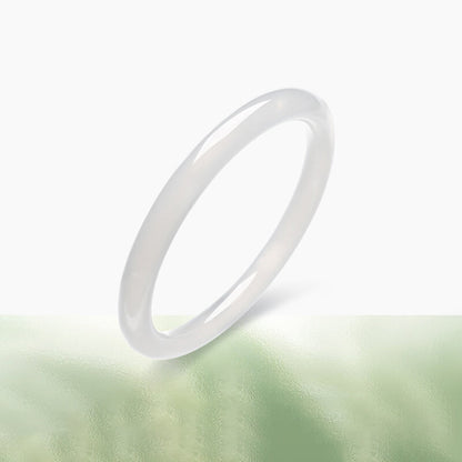 White Chalcedony Thin Bangle Bracelet – Purity & Calm | Zen Ara Grove