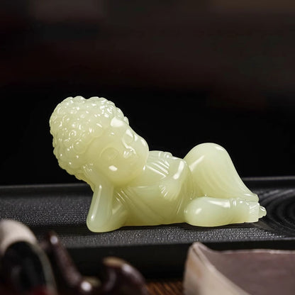 Handcrafted Jade Buddha Figurine – Minimalist Meditation Sculpture | Zen Ara Grove