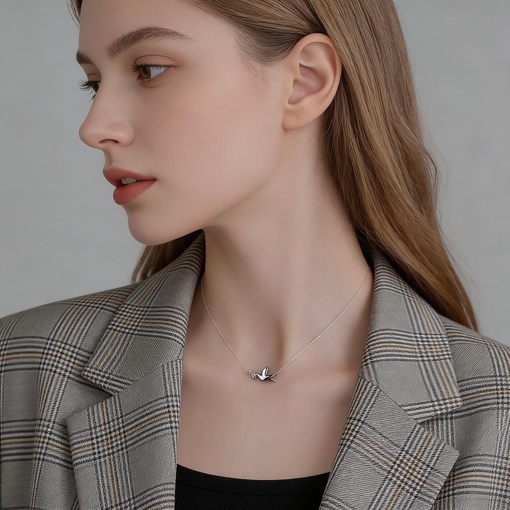 S925 Sterling Silver Peace Dove Necklace with Twin Diamonds – Symbol of Hope | Zen Ara Grove
