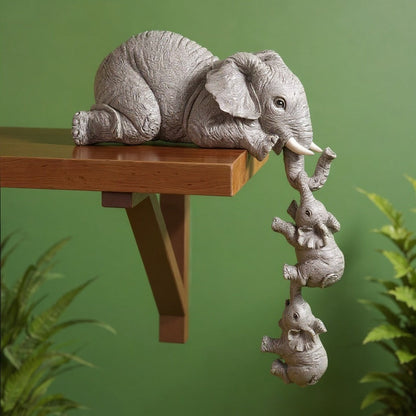 Elephant Family Figurines – Mother and Two Calves, Symbol of Love & Protection | Zen Ara Grove