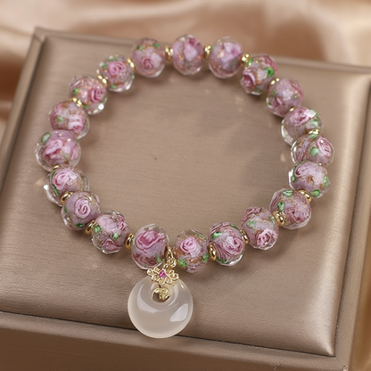 $9.99 LIMITED TIME OFFER Purple Crystal Peace Amulet with Rose Murano Glass｜Luck & Love Bracelet | Zen Ara Grove