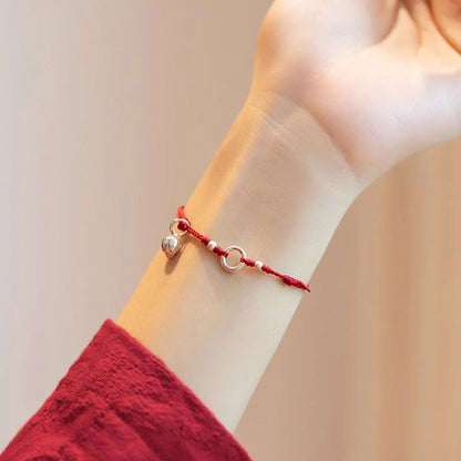 Adjustable Red Cord Bracelet or Anklet with Symbolic Charms — Good Wishes