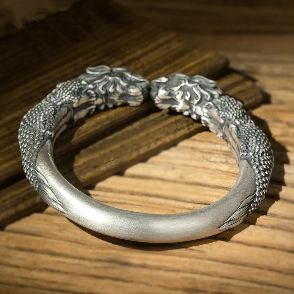 Dual Pixiu Open Cuff Bracelet – Charm of Wealth and Protection