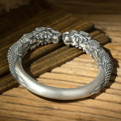 Dual Pixiu Open Cuff Bracelet – Charm of Wealth and Protection