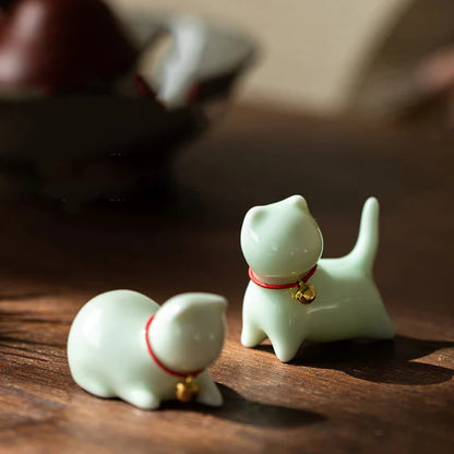 Mini Cute Standing Lying Cat Tea Pet Ceramic Home Desk Figurine Decoration | Zen Ara Grove